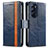 Leather Case Stands Flip Cover Holder S02D for Motorola Moto Edge Plus (2022) 5G Blue