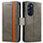 Leather Case Stands Flip Cover Holder S02D for Motorola Moto Edge Plus (2022) 5G Gray