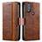 Leather Case Stands Flip Cover Holder S02D for Motorola Moto G Play Gen 2 Brown