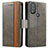 Leather Case Stands Flip Cover Holder S02D for Motorola Moto G Play Gen 2 Gray