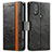 Leather Case Stands Flip Cover Holder S02D for Motorola Moto G Power (2022) Black