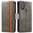 Leather Case Stands Flip Cover Holder S02D for Motorola Moto G Power (2022) Gray