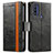 Leather Case Stands Flip Cover Holder S02D for Motorola Moto G Pure Black
