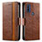 Leather Case Stands Flip Cover Holder S02D for Motorola Moto G Pure Brown