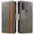 Leather Case Stands Flip Cover Holder S02D for Motorola Moto G Pure Gray