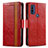 Leather Case Stands Flip Cover Holder S02D for Motorola Moto G Pure Red