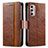 Leather Case Stands Flip Cover Holder S02D for Motorola Moto G Stylus (2022) 4G Brown