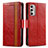 Leather Case Stands Flip Cover Holder S02D for Motorola Moto G Stylus (2022) 4G Red