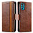 Leather Case Stands Flip Cover Holder S02D for Motorola Moto G22 Brown