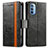 Leather Case Stands Flip Cover Holder S02D for Motorola Moto G31 Black
