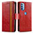 Leather Case Stands Flip Cover Holder S02D for Motorola Moto G31 Red