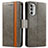 Leather Case Stands Flip Cover Holder S02D for Motorola MOTO G52 Gray