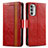 Leather Case Stands Flip Cover Holder S02D for Motorola MOTO G52 Red