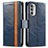 Leather Case Stands Flip Cover Holder S02D for Motorola Moto G52j 5G Blue