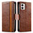 Leather Case Stands Flip Cover Holder S02D for Motorola Moto G53j 5G