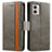 Leather Case Stands Flip Cover Holder S02D for Motorola Moto G53j 5G Gray