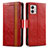 Leather Case Stands Flip Cover Holder S02D for Motorola Moto G53j 5G Red