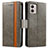 Leather Case Stands Flip Cover Holder S02D for Motorola Moto G53y 5G Gray