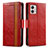 Leather Case Stands Flip Cover Holder S02D for Motorola Moto G53y 5G Red