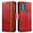 Leather Case Stands Flip Cover Holder S02D for Motorola Moto G71 5G Red