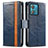 Leather Case Stands Flip Cover Holder S02D for Motorola Moto G84 5G Blue