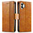 Leather Case Stands Flip Cover Holder S02D for Nothing Phone 2 Light Brown