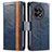 Leather Case Stands Flip Cover Holder S02D for OnePlus 11R 5G Blue