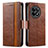 Leather Case Stands Flip Cover Holder S02D for OnePlus 11R 5G Brown