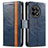 Leather Case Stands Flip Cover Holder S02D for OnePlus Ace 2 5G Blue