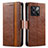 Leather Case Stands Flip Cover Holder S02D for OnePlus Ace Pro 5G Brown