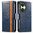 Leather Case Stands Flip Cover Holder S02D for OnePlus Nord CE 3 5G Blue