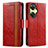 Leather Case Stands Flip Cover Holder S02D for OnePlus Nord CE 3 5G Red