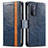 Leather Case Stands Flip Cover Holder S02D for OnePlus Nord N200 5G Blue