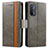 Leather Case Stands Flip Cover Holder S02D for OnePlus Nord N200 5G Gray