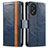 Leather Case Stands Flip Cover Holder S02D for Oppo A18 Blue