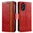 Leather Case Stands Flip Cover Holder S02D for Oppo A18 Red