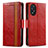 Leather Case Stands Flip Cover Holder S02D for Oppo A38 Red