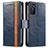 Leather Case Stands Flip Cover Holder S02D for Oppo A55S 5G Blue