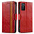 Leather Case Stands Flip Cover Holder S02D for Oppo A55S 5G Red