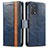 Leather Case Stands Flip Cover Holder S02D for Oppo A74 4G Blue