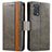 Leather Case Stands Flip Cover Holder S02D for Oppo A74 4G Gray