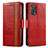 Leather Case Stands Flip Cover Holder S02D for Oppo A74 4G Red