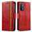 Leather Case Stands Flip Cover Holder S02D for Oppo A74 5G Red