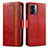 Leather Case Stands Flip Cover Holder S02D for Oppo A77 5G Red