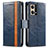 Leather Case Stands Flip Cover Holder S02D for Oppo F21 Pro 4G Blue