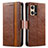 Leather Case Stands Flip Cover Holder S02D for Oppo F21 Pro 4G Brown