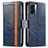 Leather Case Stands Flip Cover Holder S02D for Oppo K10 5G India Blue
