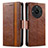 Leather Case Stands Flip Cover Holder S02D for Realme 11 Pro 5G Brown