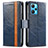 Leather Case Stands Flip Cover Holder S02D for Realme 9 4G Blue