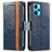 Leather Case Stands Flip Cover Holder S02D for Realme 9 Pro+ Plus 5G Blue